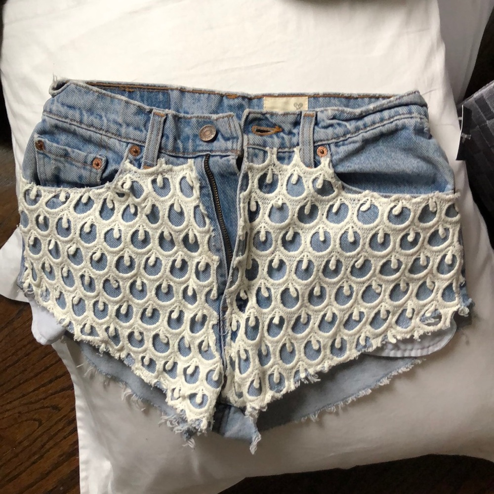 Urban renewal lace overlay Jean shorts